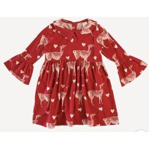 Kate Quinn valentines bell sleeve collar dress llama & hearts bamboo - 7Y nib‎